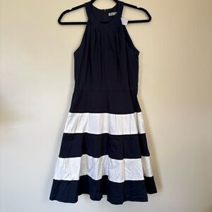 Eliza J Navy and White Striped Midi Dress Size 4